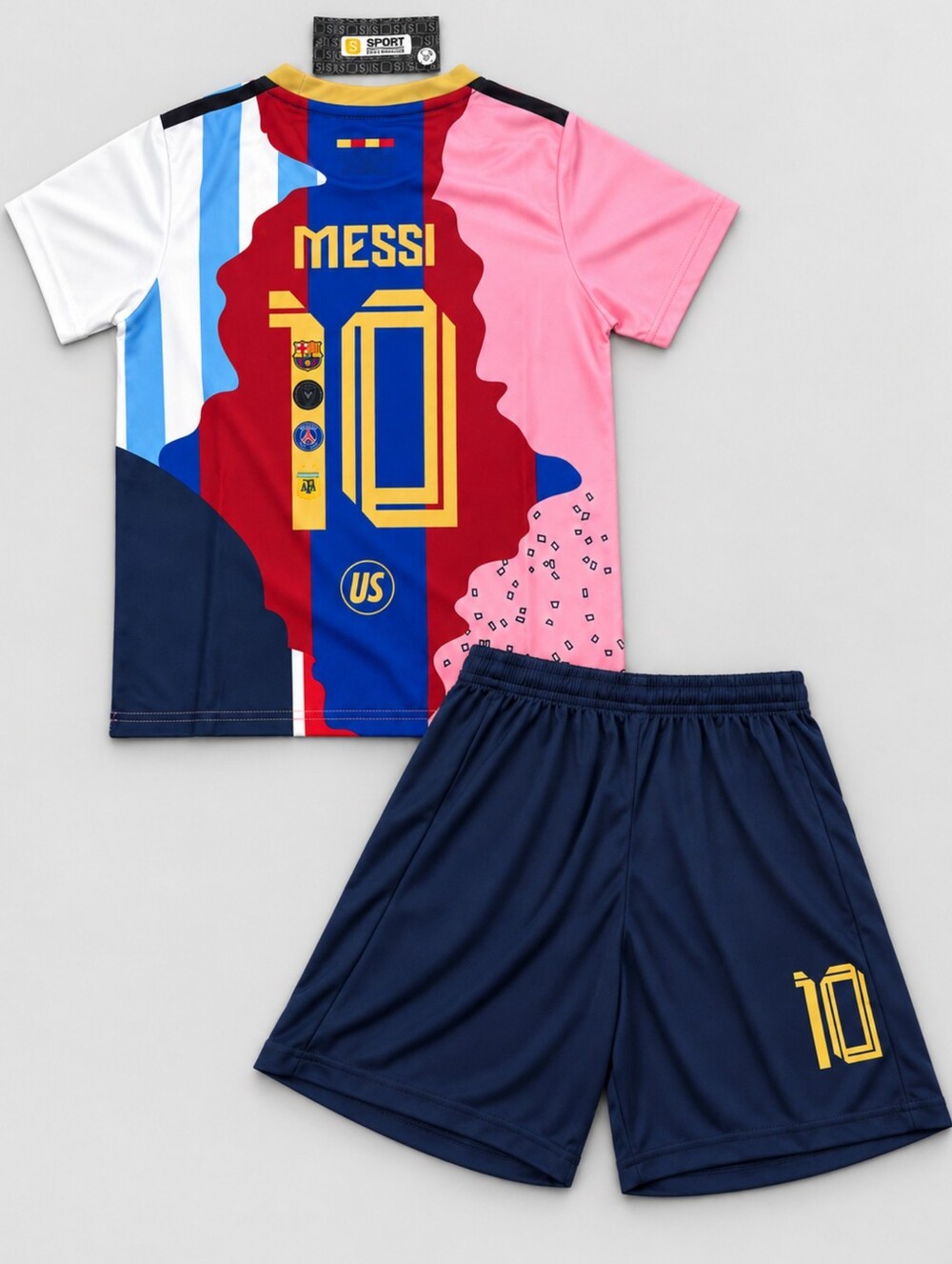Kids Messi 10 Career Tribute Soccer Jersey Shorts Set Youth Boys Girls